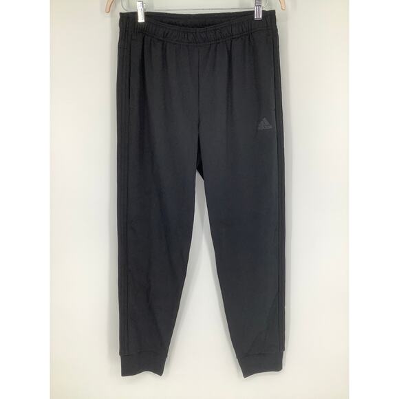 Adidas Men's Large Black Essentials Warm-Up Tapered 3-Stripes Track Pants L20-4 - Picture 2 of 7